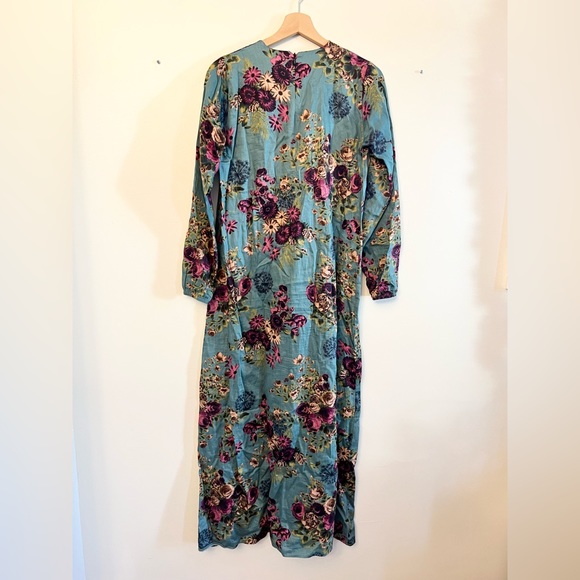 Ceylan Otantik CEO Floral Maxi Dress moody blue modest Turkish dress - Picture 6 of 9